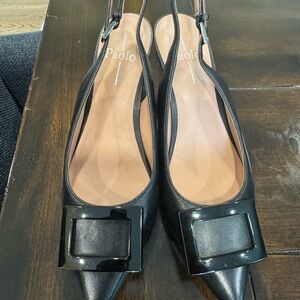 New! Paolo Black Slingback Heels
